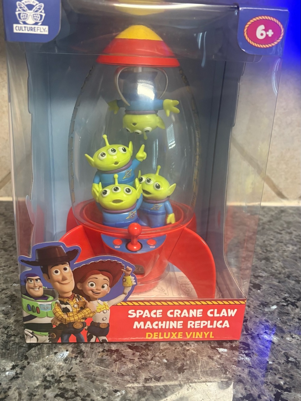 Space Crane Claw Machine Deluxe Vinyl Toy - Red with Green Aliens